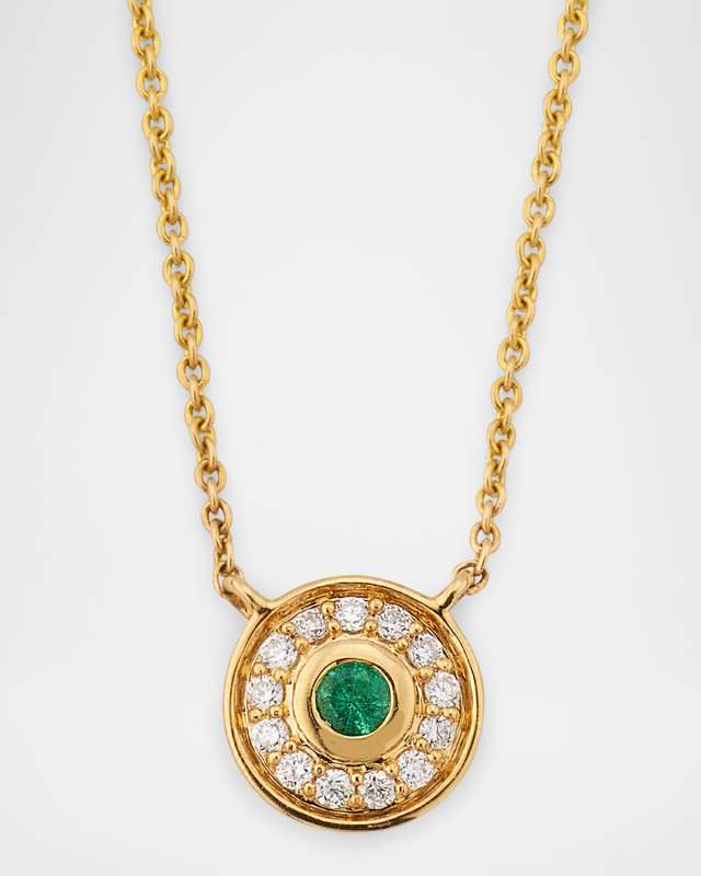 18K Universum Petite Pave Diamond and Emerald Necklace